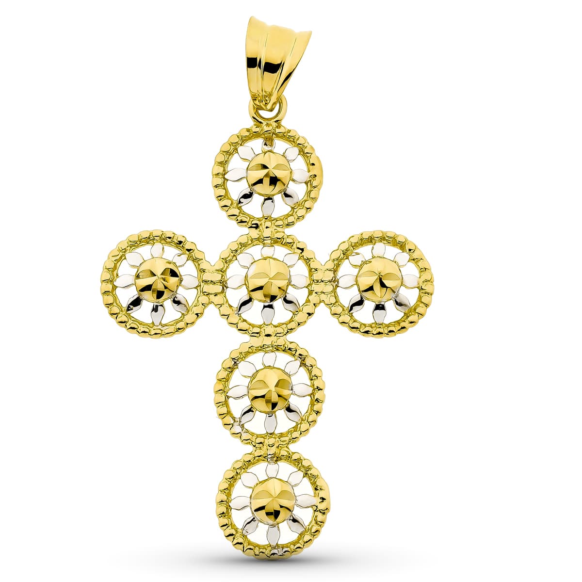 18K CRUZ ORO BICOLOR 42X29 MM