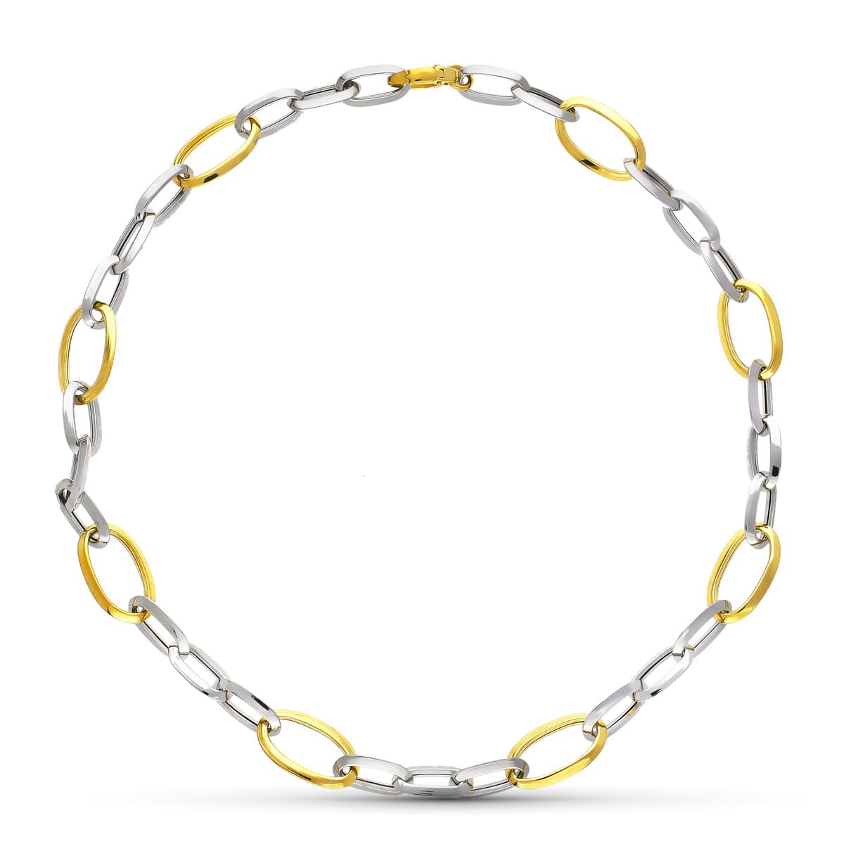 18K GARGANTILLA ORO BICOLOR GARGANTILLA ESLABONES HUECOS 43CM