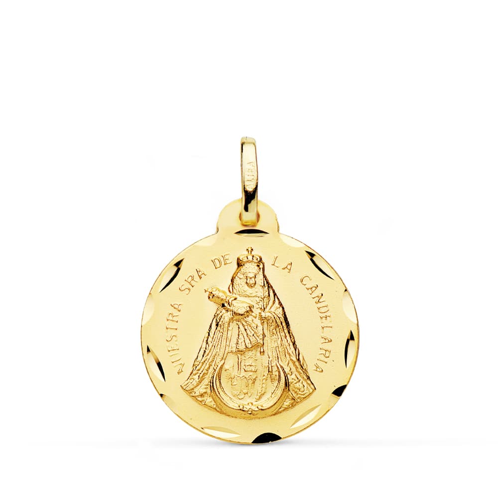Medalla Nuestra Señora de la Candelaria 20 mm de oro amarillo 18K