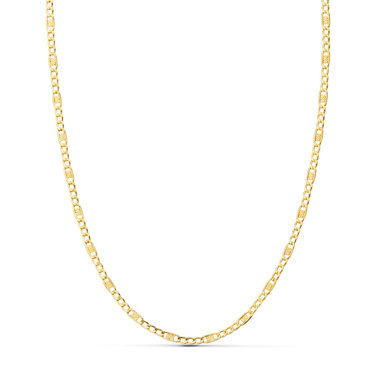 Cadena Combinada Hueca 3x1. Largo: 45 cm. Ancho 2 mm de oro amarillo 18K