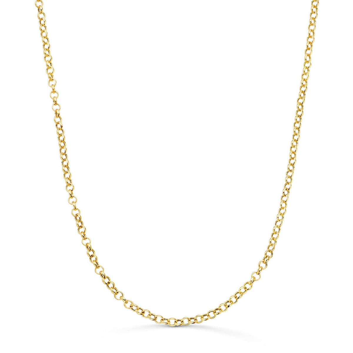 Cadena Rolo Hueca Ligera Ancho: 2,5 mm Largo: 45 cm Cierre Reasa de oro amarillo 18K