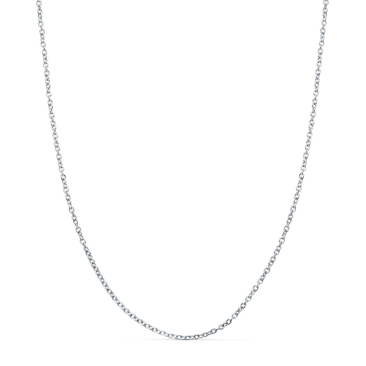 Cadena Forzada Maciza Ancho: 1 mm Largo: 50 cm de oro blanco 18K