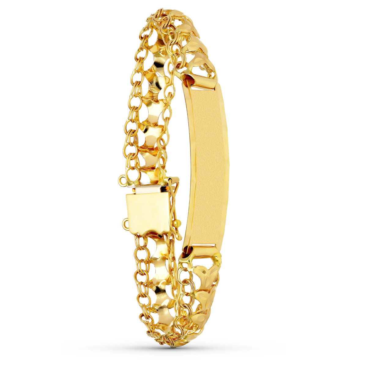 Pulsera Princesa Placa Chapa de oro amarillo 18K
