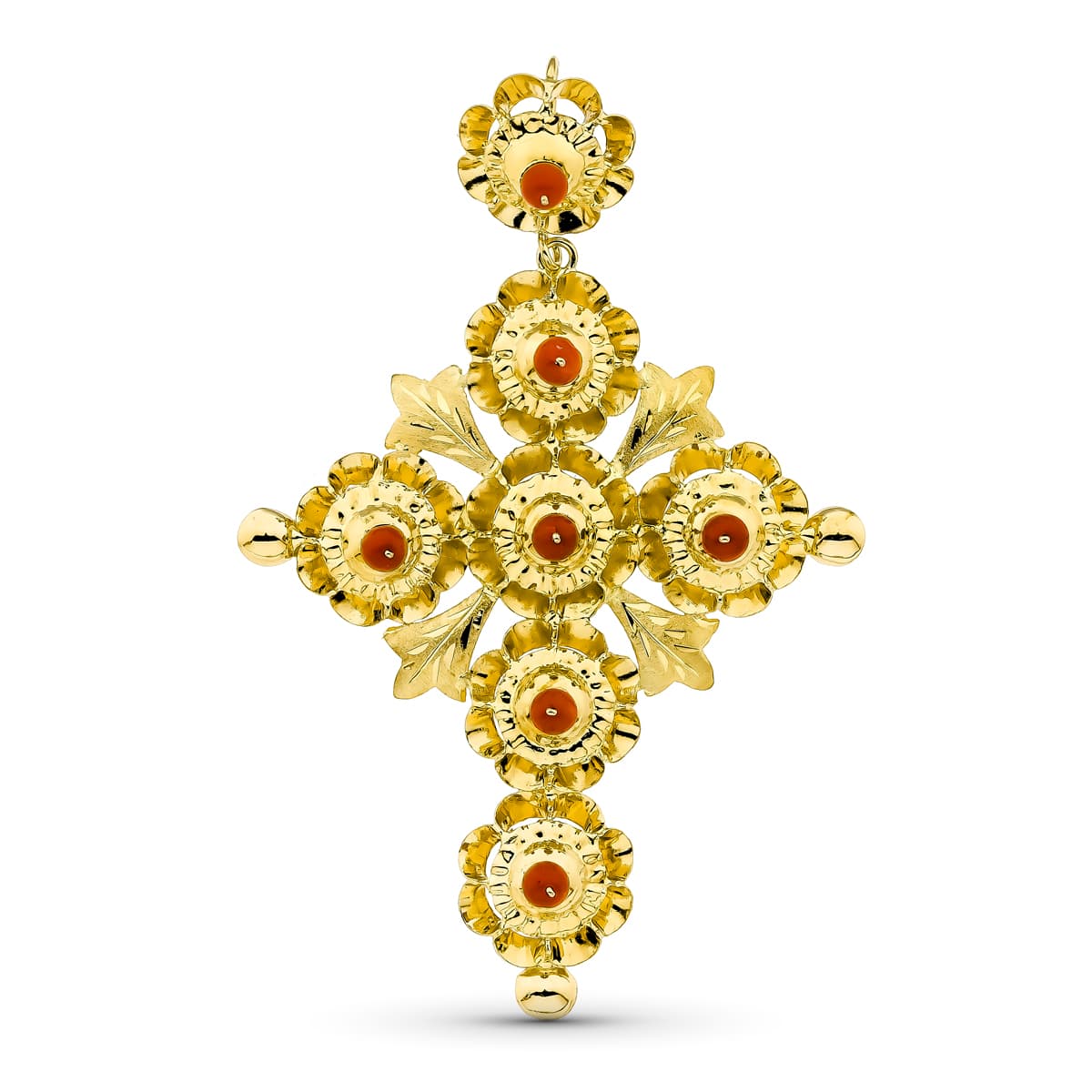 Cruz Mantilla Arquillos. 71 x 47 mm de oro amarillo 18K