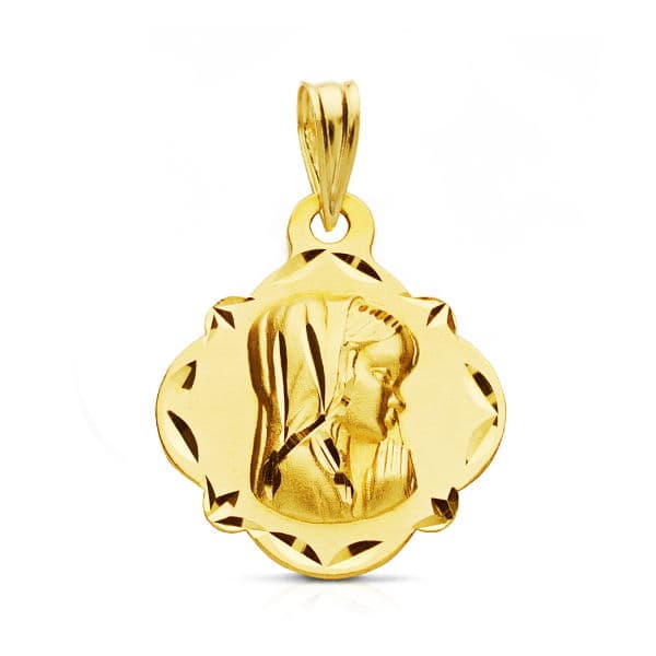 Medalla Virgen Niña 19 x 16 mm de oro amarillo 9K