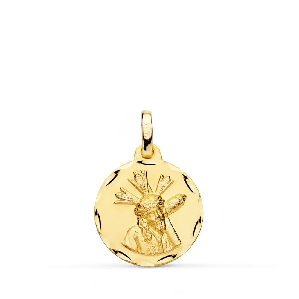 Medalla Cristo del Gran Poder Tallada 16 mm de oro amarillo 18K