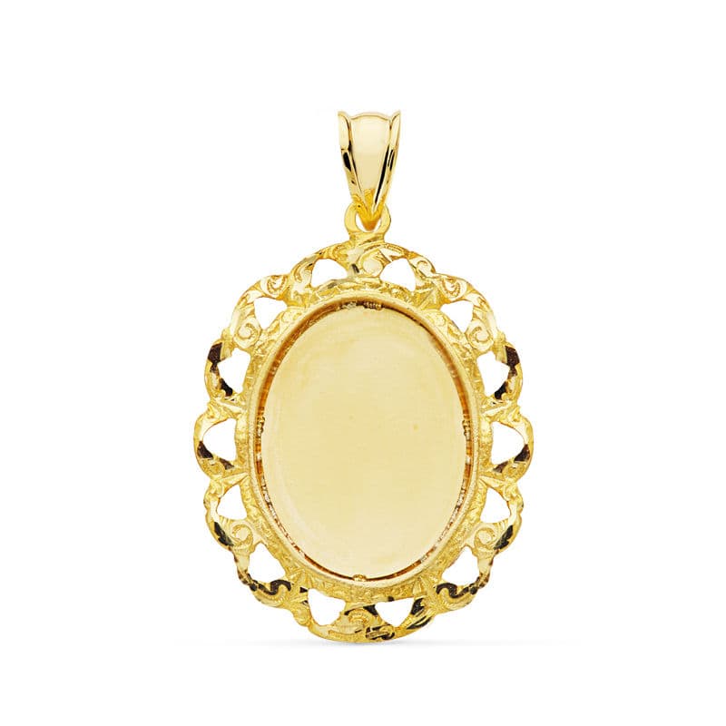 18K PLACA CHAPA CERCO ORO AMARILLO OVAL 32X25 MM