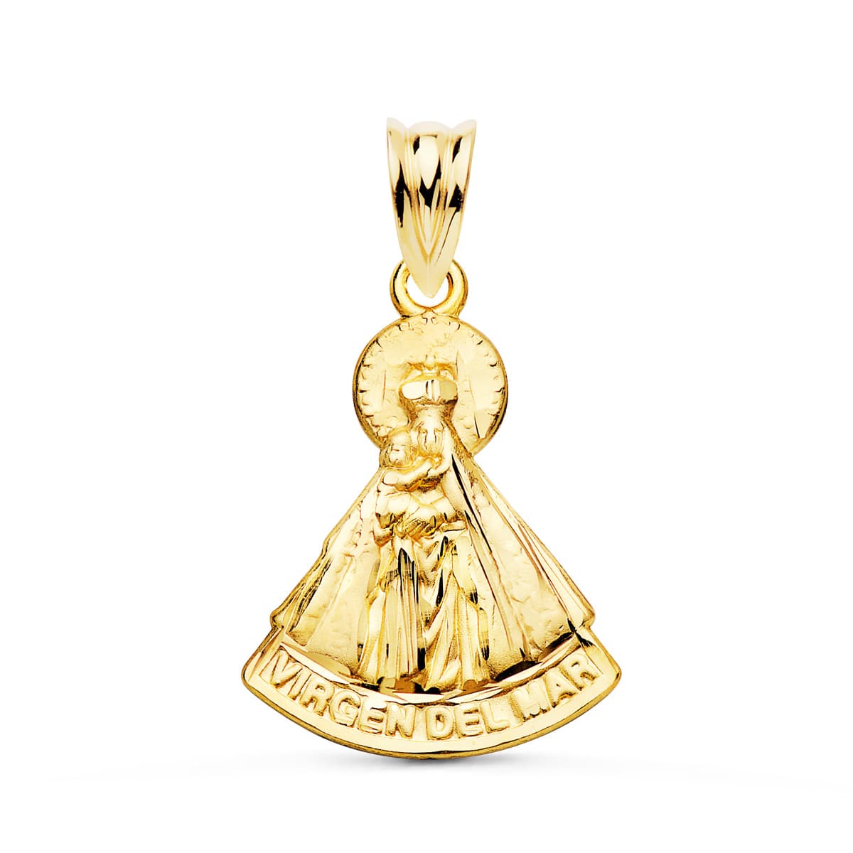 Medalla Virgen del Mar Silueta Tallada 20 x 17 mm de oro amarillo 18K