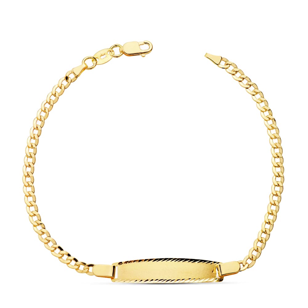 Pulsera Esclava Hueca Barbada 17 cm de oro amarillo 18K