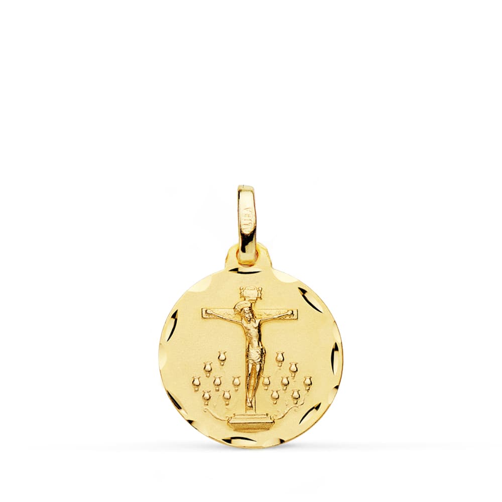 Medalla Cristo de la Laguna Tallada 16 mm de oro amarillo 18K