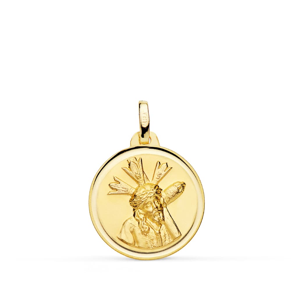 Medalla Cristo del Gran Poder Bisel 18 mm de oro amarillo 18K
