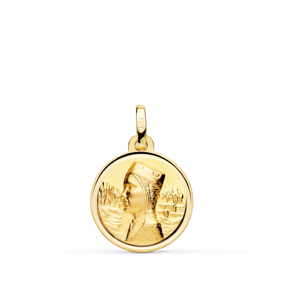Medalla Virgen de Montserrat Bisel 16 mm de oro amarillo 18K