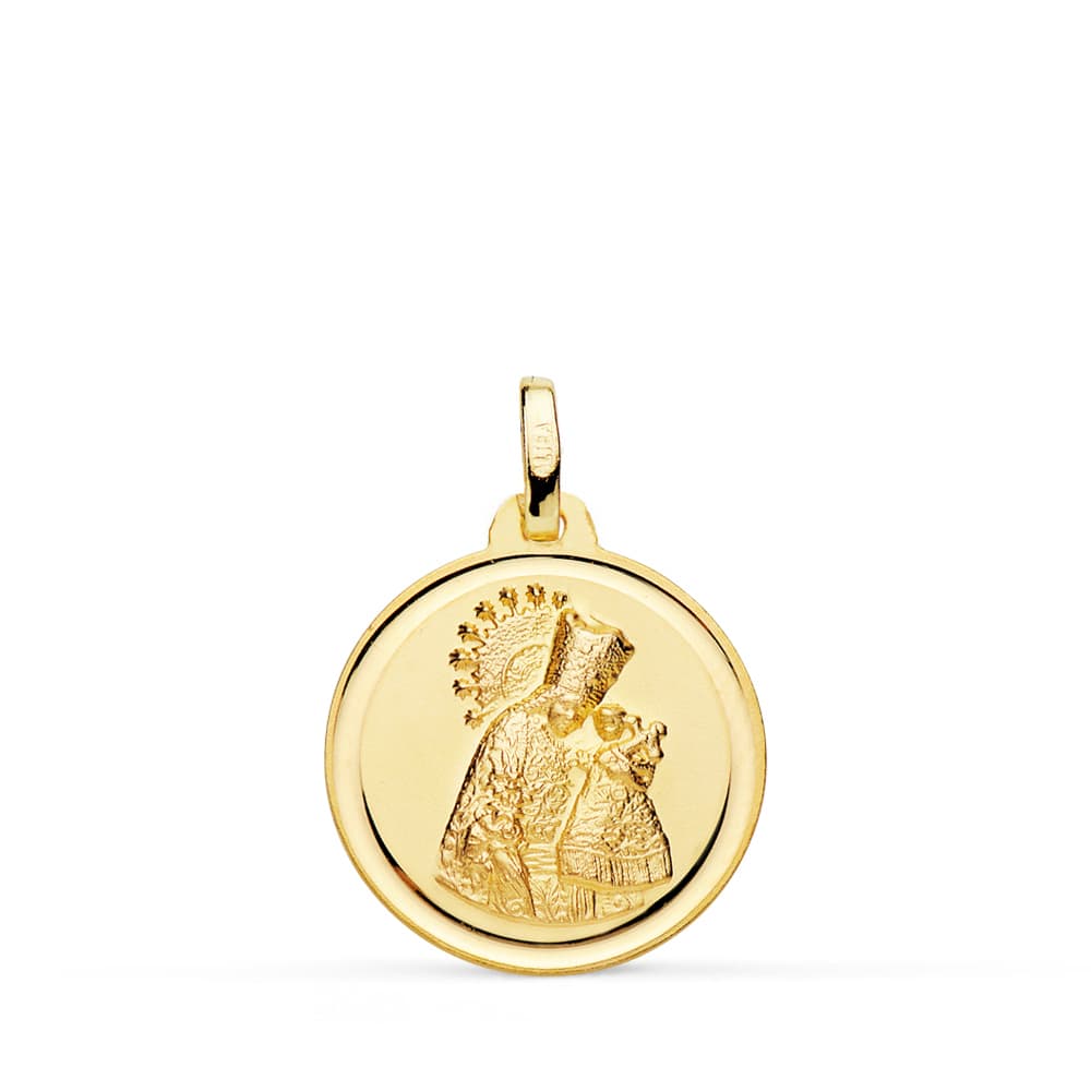 18K MEDALLA ORO AMARILLO VIRGEN DE LOS DESAMPARADOS BISEL 20 MM