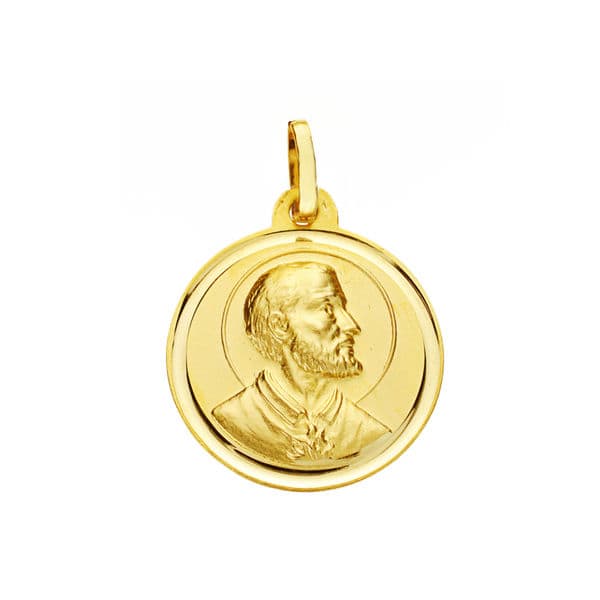 Medalla San Francisco Javier 18 mm de oro amarillo 18K