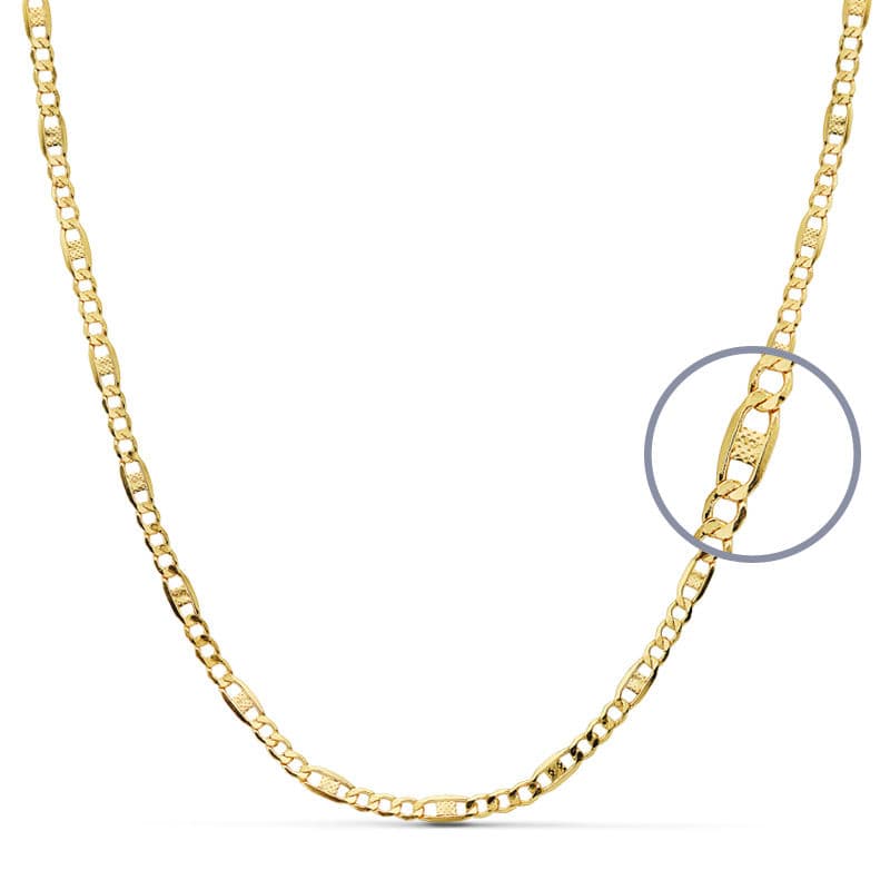 Cadena Cartier 3x1 Hueca. Ancho: 2,5 mm. Largo: 45 cm de oro amarillo 18K
