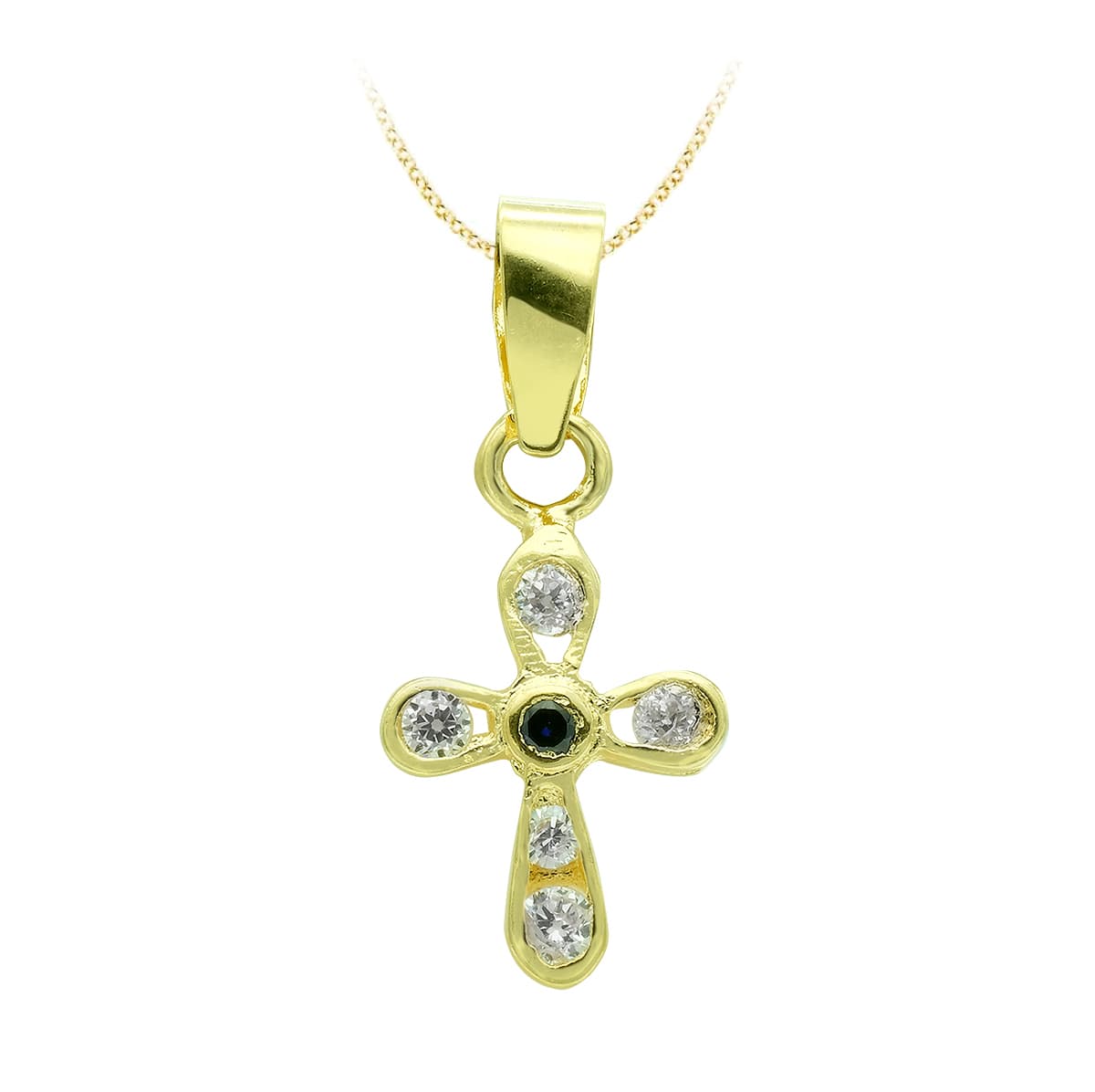 Cruz Circonita 14 x 9 mm de oro amarillo 18K