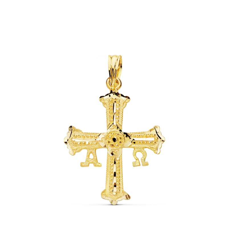 18K CRUZ ORO AMARILLO DE COVADONGA O VICTORIA PEQUEÑA 24X19 MM