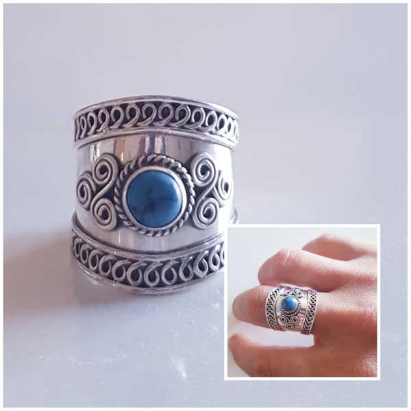 Anillos De Plata - 3102 Anillo Turquesa Thaiba - Senora