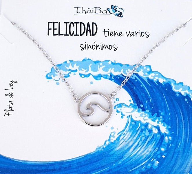 Joyas Con Mensaje - Coll690 Collar Vive - Ola - Senora