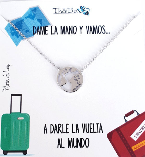 Joyas Con Mensaje - Coll663 Collar Vive - Mundo - Senora