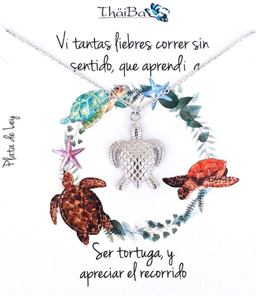 Joyas Con Mensaje - Coll597 Collar Vive - Tortuga - Senora
