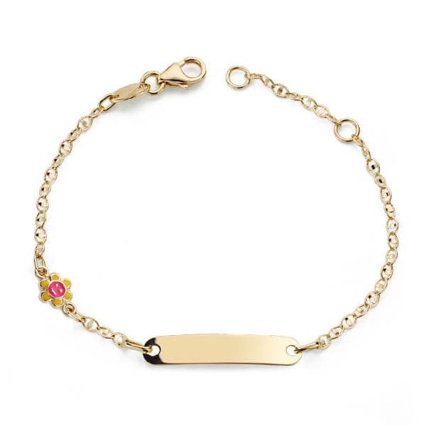 Pulsera Esclava Sol Esmalte 14 cm de oro amarillo 18K