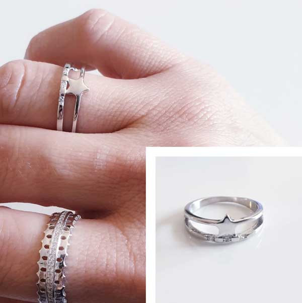 Anillos De Plata - 4109 Anillo Estrella - Senora