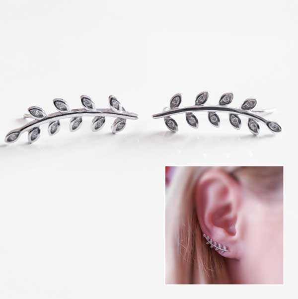 Pendientes Trepadores - 3822 Trepador Hojas Plata - Senora