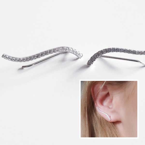 Pendientes Trepadores - 3826 Trepador Curve Plata - Senora