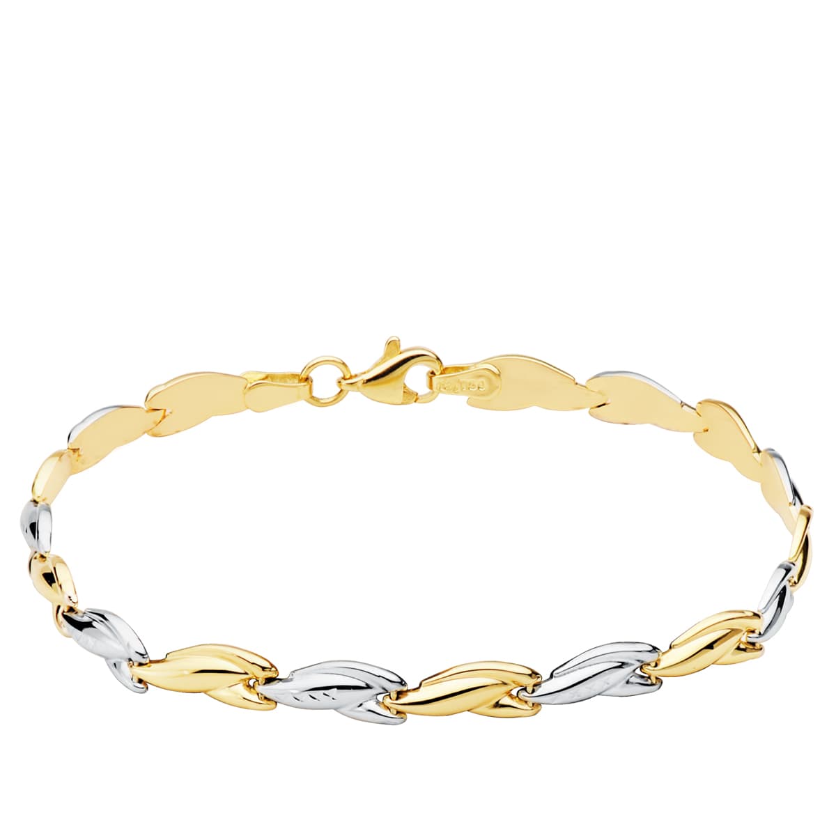 Pulsera Bicolor Estampacion 19 cm 18K
