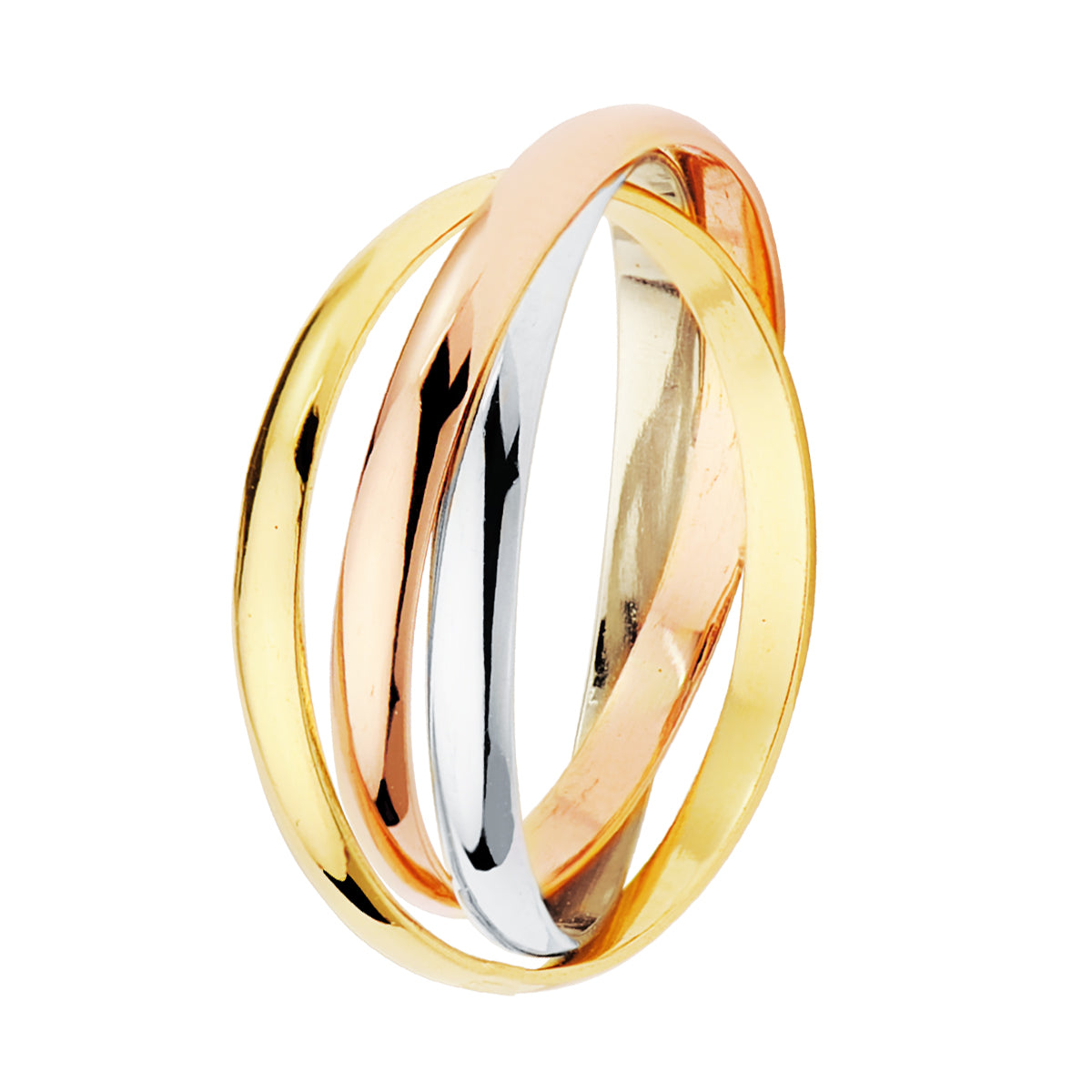 Alianza Tres Aros Tricolor Media Caña. Ancho: 2 mm 18K