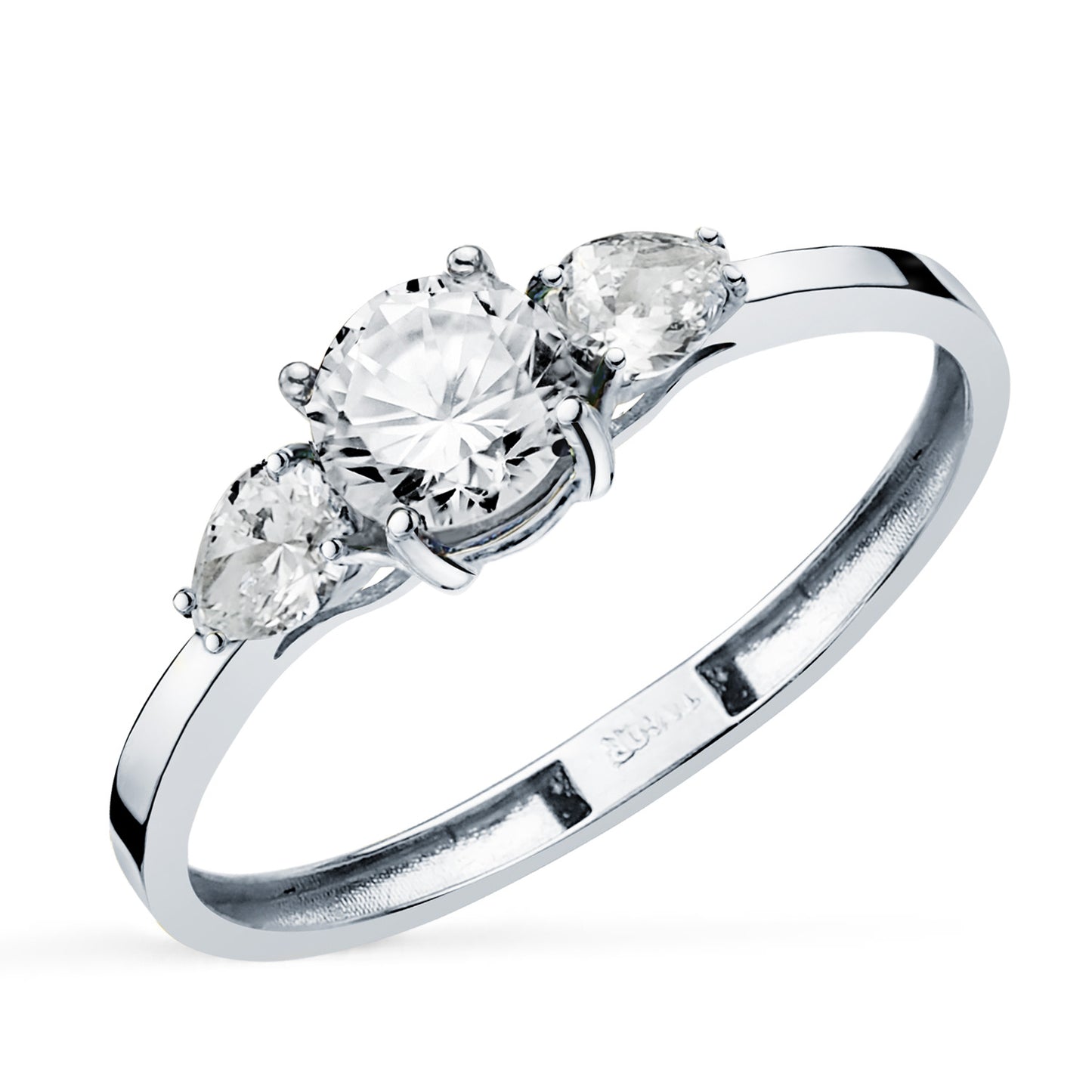 18K SORTIJA ORO BLANCO DIAMANTES LABORATORIO TALLA PERA Y TALLA BRILLANTE 5 MM. 0,79 QT. VS2 - E