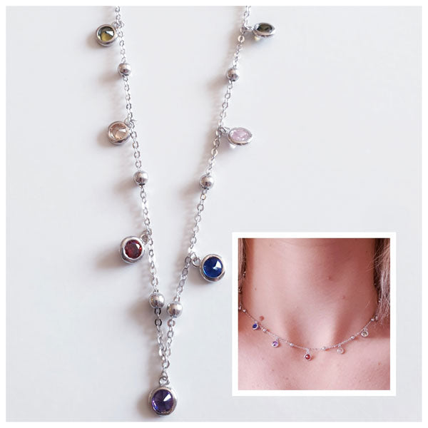 Gargantilla Plata - 3509 Collar Circonita Color - Senora