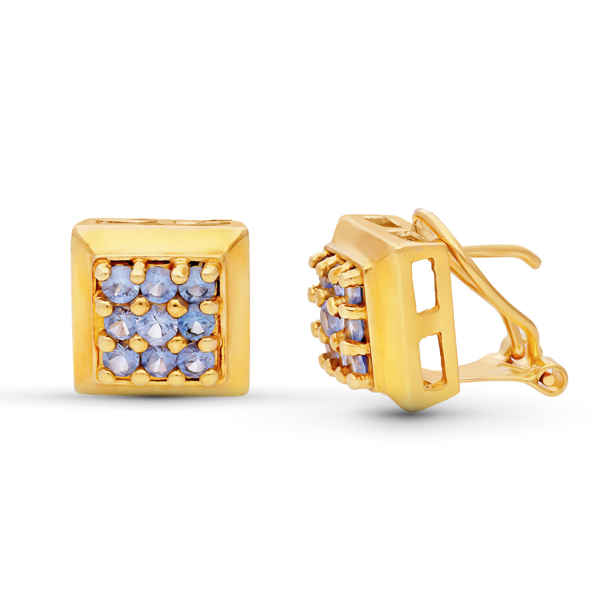 Pendientes Circonita 10 x 10 mm de oro amarillo 18K