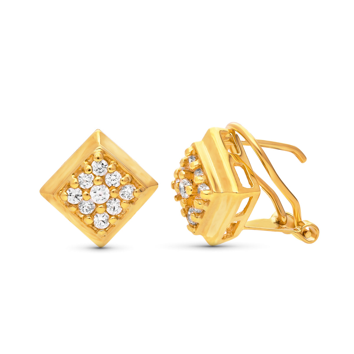 Pendientes Rombo. 11 x 11 mm de oro amarillo 18K