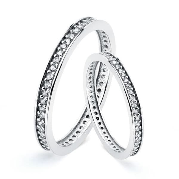 18K ALIANZA COMPLETA ORO BLANCO CIRCONITA CLAVADA ANCHO: 2 MM