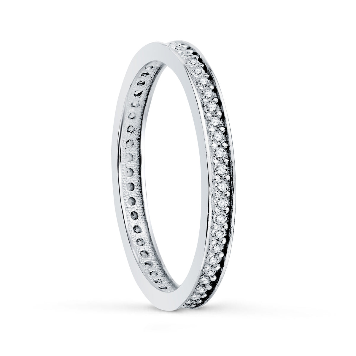 Alianza Completa O Anillo Circonita Clavada Ancho: 2 mm de oro blanco 18K