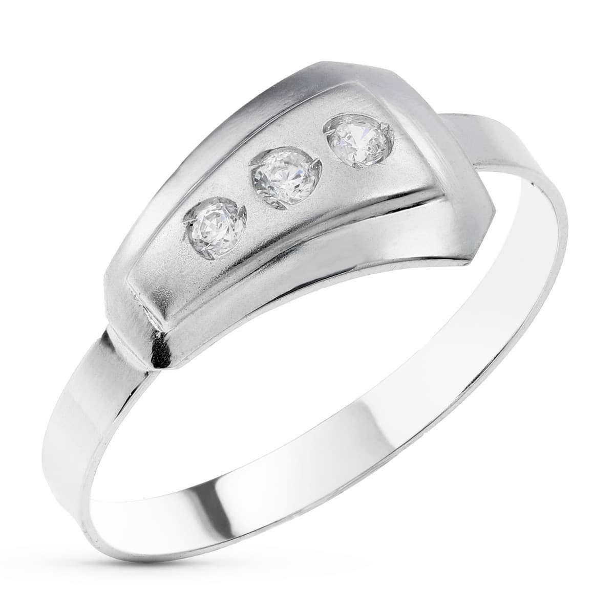 18K SORTIJA ORO BLANCO MATE Y BRILLO CON CIRCONITAS. ANCHO: 8 MM