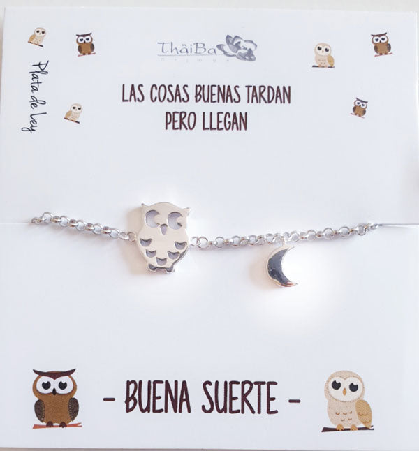 Joyas Con Mensaje - 1934 Pulsera Buho De La Suerte - Senora