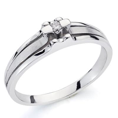 18K SORTIJA ORO BLANCO Y DIAMANTE NATURAL 0.042 QTS. ANCHO: 5MM