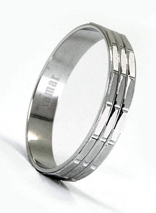 Alianzas Plata - 1008Sg Tallada Plana 4 Mm - Unisex