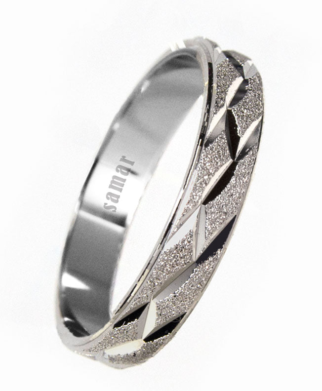 Alianzas Plata - 1010Sg Tallada Plana 4 Mm - Unisex
