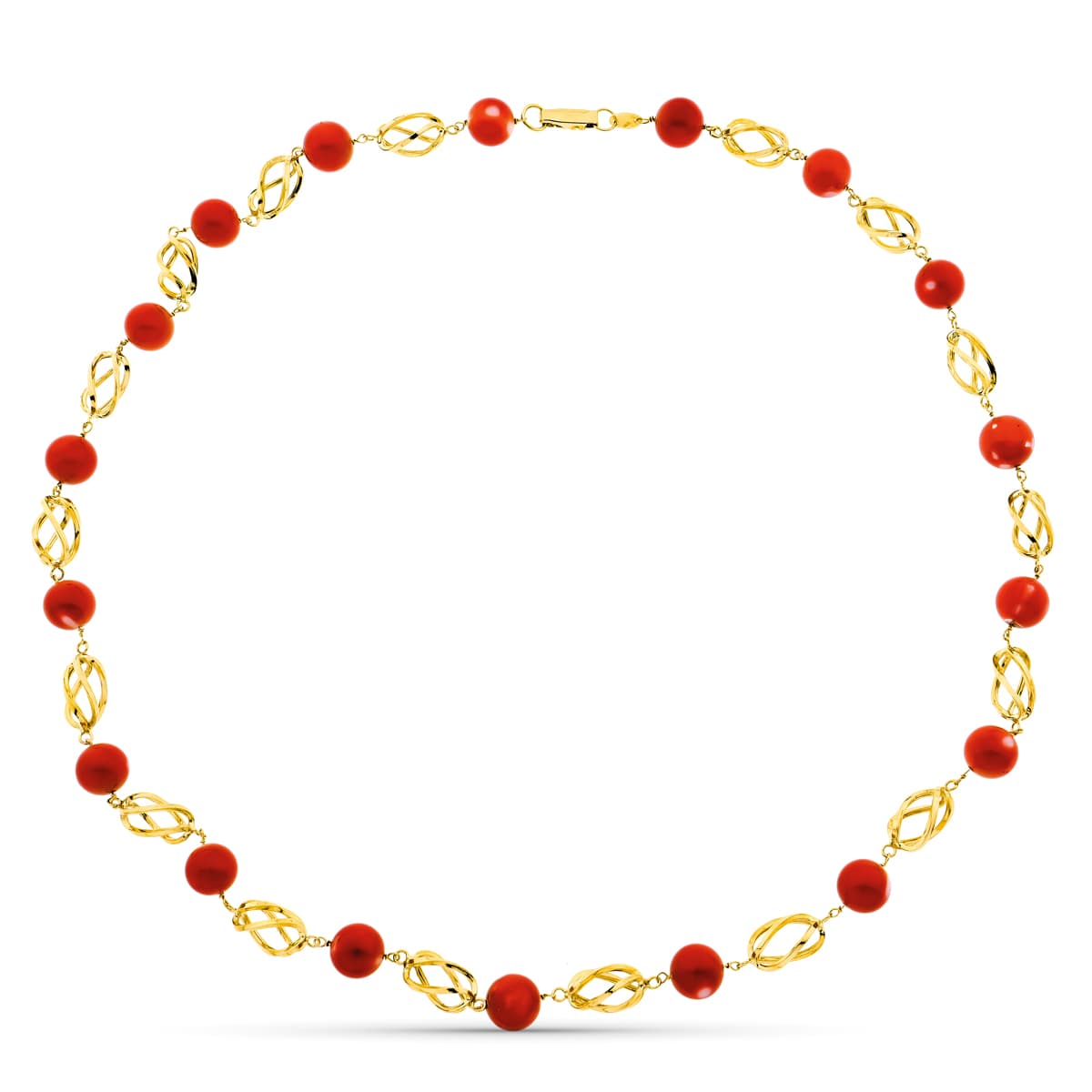 Gargantilla Jaula Coral Fino Japones 10,5 mm 50 cm de oro amarillo 18K