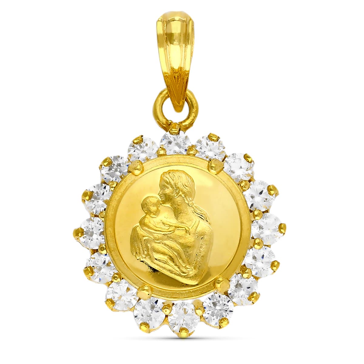 Colgante Madre 16 Circonita 15 x 15 mm de oro amarillo 18K