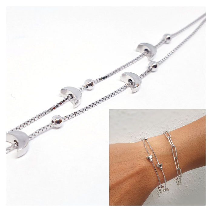 Pulseras - Pul1783 Pulsera Doble Lunas - Senora