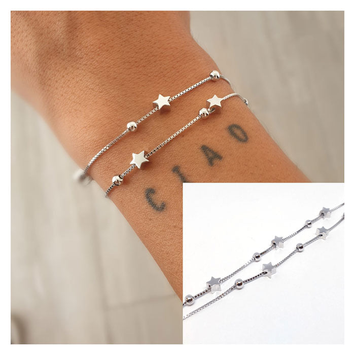 Pulseras - Pul1785 Pulsera Doble Estrella - Senora