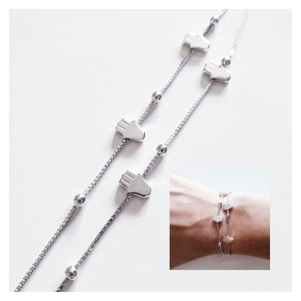 Pulseras - Pul1783 Pulsera Doble Hamsa - Senora