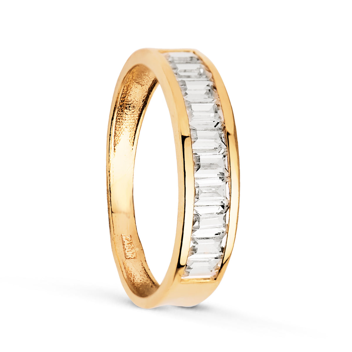 Sortija Circonita Barritas. Ancho: 4,5 mm de oro amarillo 9K