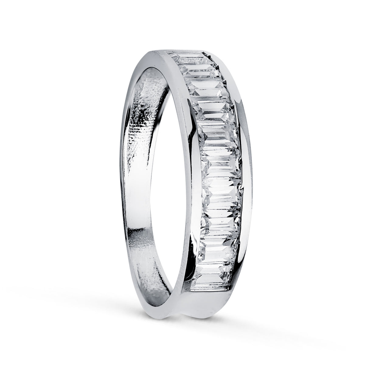 Alianza O Anillo Circonita Barritas. Ancho: 4,5 mm. de oro blanco 18K