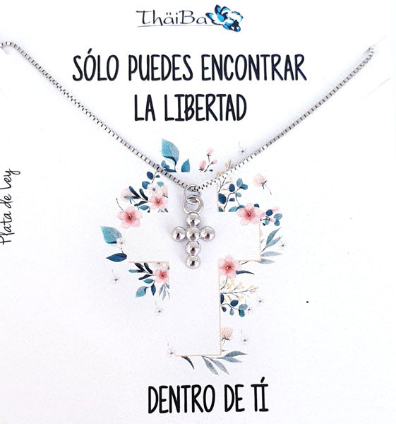 Joyas Con Mensaje - Coll741 Collar Vive - Cruz - Senora